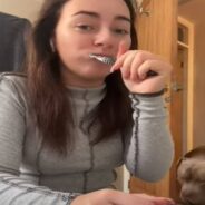 Dog Loves Getting His Teeth Brushed With Mom
